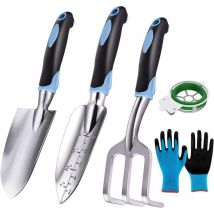 Hombrima, Garden Tools Set Of 5 Pieces Very Robust & Easy To Use, Gardening Kit, Shovels Trowel, Transplanter, Hand Rake, Glove