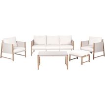 Lounge Set Mit Tisch Und Ottomane 5-sitzer Nola Metall Hellbeige