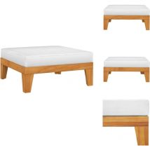 Modular-Fußhocker mit Cremeweißen Kissen Akazie Massivholz - Holzfußhocker - Gartenstuhl - Loungemöbel - Outdoor Möbel - Akzidenzholzmöbel