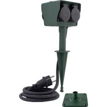 REV 0595009555 Gartensteckdose 4fach Schwarz, Grün mit Erdspieß