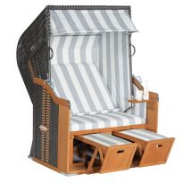 SunnySmart Garten-Strandkorb Rustikal 250 basic 2-Sitzer anthrazit/hellgrau PVC-Stoff