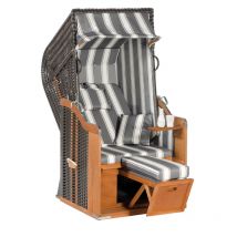 SunnySmart Garten-Strandkorb Rustikal 250 plus 1-Sitzer anthrazit/grau mit Kissen