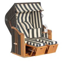 SunnySmart Garten-Strandkorb Rustikal 250 plus 2-Sitzer anthrazit/beige mit Kissen