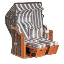 SunnySmart Garten-Strandkorb Rustikal 250 plus 2-Sitzer anthrazit/grau mit Kissen