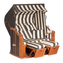 SunnySmart Garten-Strandkorb Rustikal 250 plus 2-Sitzer xl anthrazit/beige mit Kissen