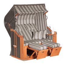 SunnySmart Garten-Strandkorb Rustikal 250 plus 2-Sitzer xl anthrazit/grau mit Kissen