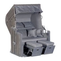 SunnySmart Garten-Strandkorb Rustikal 255 plus 2-Sitzer anthrazit mit Kissen