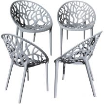 Gartenstuhl Kunststoff Stapelstuhl Bistrostuhl Küchenstuhl Stuhl Stapelbar, Hellgrau, 4 St.