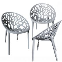 Gartenstuhl Kunststoff Stapelstuhl Bistrostuhl Küchenstuhl Stuhl Stapelbar, Hellgrau, 3 St.