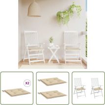 Longziming - The Living Store Gartenstuhl-Kissen 2 Stk. Beige 40x40x3 cm Oxford-Gewebe - Gartenkissen - Sitzkissen - Balkonkissen - Außendeko