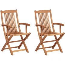 Gartenstühle 2er Set Hellbraun Akazienholz mit Armlehnen Klappbar Balkon