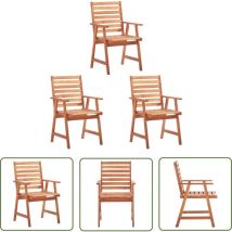 The Living Store Gartenstühle 3 Stk. Massivholz Akazie - Esszimmerstühle - Gartenstühle - Holzstühle - Akazienholzmöbel - Outdoor Möbel