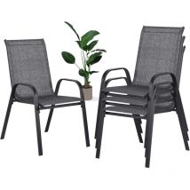 Gartenstühle 4 Stück Stapelstühle Gartenmöbel Textilene Stapelbar Pulverbeschichtetes Metall Wetterfest Bis 135kg Für Balkon Garten Terrasse Veranda 4