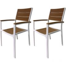 Mobili Rebecca - Gartenstühle Rebecca Mobili Copal 89,5x56x60,5 Aluminium Polywood Weiß Braun Modern set 2 Stück Zu montieren