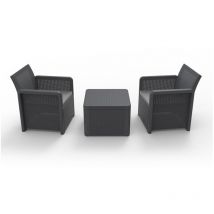 Garten/terrasse Set 2 Sessel + 1 Tisch Nassau Tête-à-tête, Anthrazit