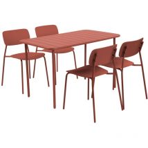 SWEEEK – Gartentisch Amelia aus Stahl + 4 Stühle Liva – Rechteckig – 4 Plätze – Rostschutzbehandlung – Stapelbar – 2 Jahre Garantie