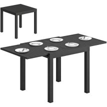 Gartentisch Ausziehbarer 80/160 X 80 Cm Aluminium Esstisch Für 4-6 Personen, Rechteckig Mit Lamellenplatte