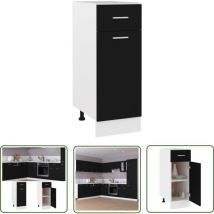 The Living Store Schubunterschrank Schwarz 30x46x81,5 cm Holzwerkstoff - Küchenmöbel - Holzschrank - Untertischschrank - Schwarz - Schubladen