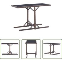 Doc&et² - The Living Store Gartentisch Braun 110×53×72 cm Glas und Poly Rattan - Gartentisch - Esstisch - Terrassenmöbel - Outdoor Möbel - Polyrattan