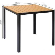 Gartentisch Quadratischer Balkontisch Bistrotisch Terrassentisch Esstisch Aluminium, wpc, wetterbeständig(75 x 75 cm, braun)