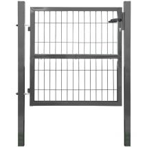 V2aox - Gartentor Tor für Gartenzaun Zaun 100 cm hoch Gartentür aus Metall für Stabmattenzaun Abschließbar inkl. Pfosten Anthrazit