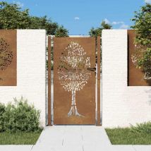 Bonnevie - Gartentor,Gartenzaun Tor,Gartentür 105x205 cm Cortenstahl Baum-Design JDVN805226