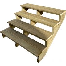Vinuovo - Außentreppe Holz H71cm 4 Stufen, Breite 140cm, ohne Setzstufen
