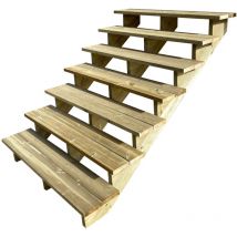 Gartentreppe Holz H122cm 7 Stufen, Breite 140cm, Ohne Setzstufen