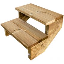 Vinuovo - Terrassentreppe Holz H37cm 2 Stufen, Breite 60cm, ohne Setzstufen
