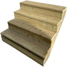 Vinuovo - Außentreppe Holz H71cm 4 Stufen, Breite 120cm, Mit Setzstufen