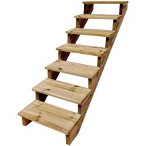 Vinuovo - Außentreppe Holz H122cm 7 Stufen, Breite 60cm, ohne Setzstufen