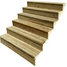 Vinuovo - Außentreppe Holz H105cm 6 Stufen, Breite 120cm, mit Setzstufen