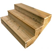 Vinuovo - Gartentreppe Holz H54cm 3 Stufen, Breite 120cm, mit Setzstufen