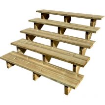 Vinuovo - Außentreppe Holz H88cm 5 Stufen, Breite 160cm, ohne Setzstufen