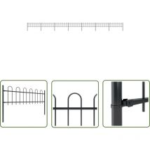 Abcrital - The Living Store Gartenzaun mit Bügel-Design Stahl 11,9 x 0,6 m Schwarz - Gartenzaun - Stahlezaunt - Schwarz - Metallzaun - Sicherheitszaun