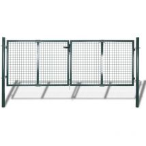 Gartenzaun Tor 289x100 cm/306x150 cm Stahl Grün CFW555220