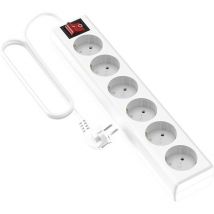 Garza 420021 power-base multipla Basic di 6 prese Schuko, cavo 1.5 mm x 3 m, colore, bianco, Medium