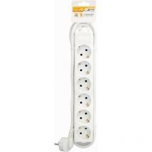 Basic Power - Regleta Base múltiple con 6 tomas, y cable de 1,5mmX1,4m Color Blanco - Garza