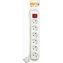 Garza - Basic Power - Regleta Base múltiple de 6 tomas con interruptor 1,5mmX5m , Color Blanco