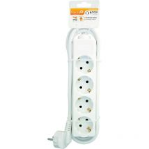 Basic Power - Regleta Base múltiple con 4 tomas, y cable de 1,5mmX1,4m Color Blanco - Garza