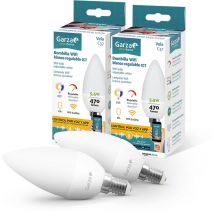 Garza Smarthome - Pack 2 Bombillas LED Vela Inteligente Wifi E14, luz blanca neutra regulable con cambio de intensidad y temperatura. Programable,