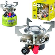 Gas-Campingkocher mit Gaskartuschen (Gewinde oder Ventil) Atos Piezo-Zünder 1,8 kW