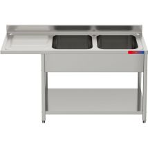Gasfrit- Spüle Industriell De Edelstahl 2 Seno Y 1 Abtropffläche 1600 X 600 X 850 Mm