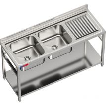Gasfrit- Spüle Industriell De Edelstahl 2 Seno Y 1 Abtropffläche 1600 X 600 X 850 Mm