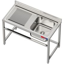 Gasfrit- Spüle Unter Der Theke 1 Seno Y 1 Abtropffläche, Industriell Edelstahl 1200 X 600 X 850 Mm