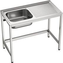 Gasfrit- Spüle Unter Der Theke 1 Seno Y 1 Abtropffläche Industriell Edelstahl 800 X 500 X 850 Mm
