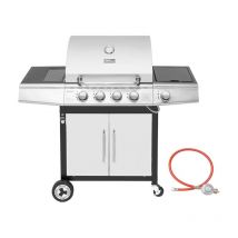 Royal Gourmet - Gasgrill 4+1 Brenner Grillwagen mit automatischer Zündung,integriertem Thermometer und Unterschrank Edelstahl Brenner mit 14,5 kW
