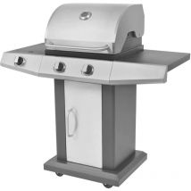 LONGZIMING – Gasgrill 2+1 Flammen – Schwarz und Silber – Edelstahl und pulverbeschichteter Stahl – 116,5 x 59 x 117 cm