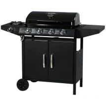 Gasgrill 'Festa 5' - 5 Brenner davon 1 Seitenbrenner - 12,9 kW- Schwarz