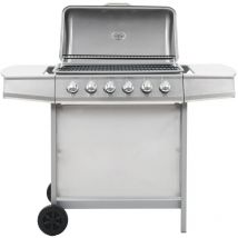 Gasgrill mit 6 Flammen Edelstahl Silbern vidaXL
